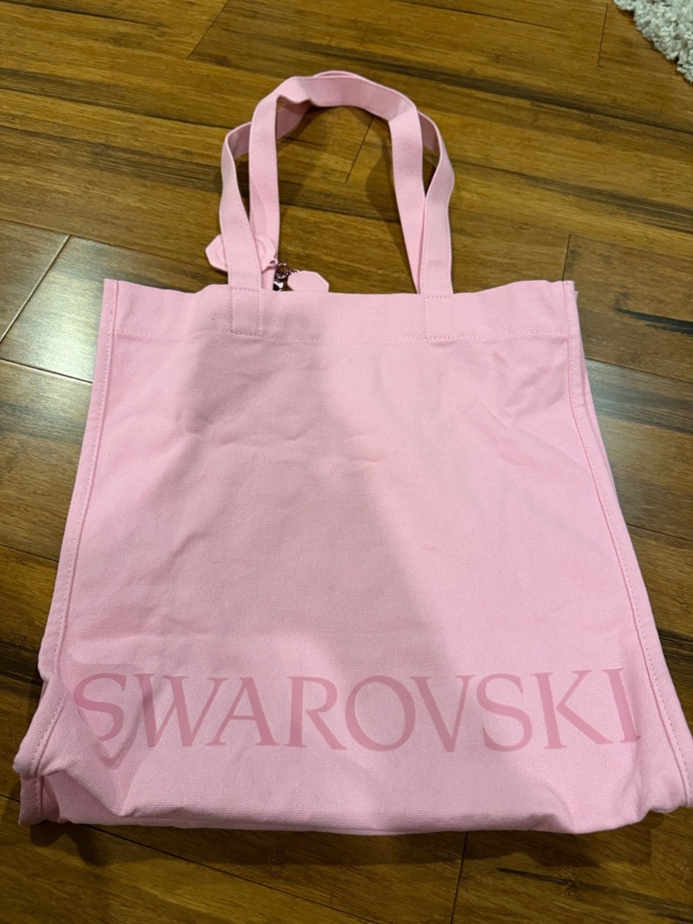 Swarovski Pink Canvas Tote Bag with Swan Logo - Women's Shoulder Bag - Picture 2 of 2